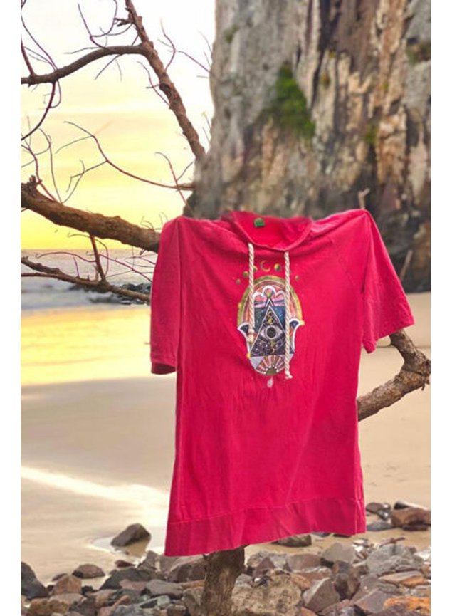 blusao com capuz rosa estonado hamsa unissex 3