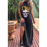 vestido longo estonado com fenda skull 1