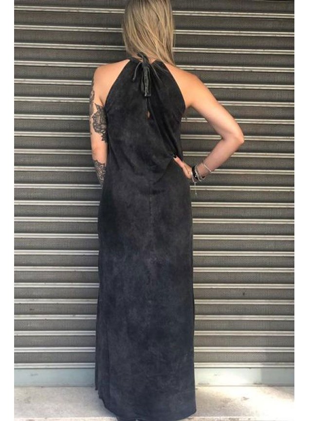 vestido longo estonado com fenda skull 2