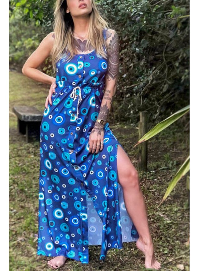 vestido longo com fendas olho grego 8