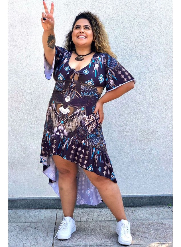 vestido babado aguia