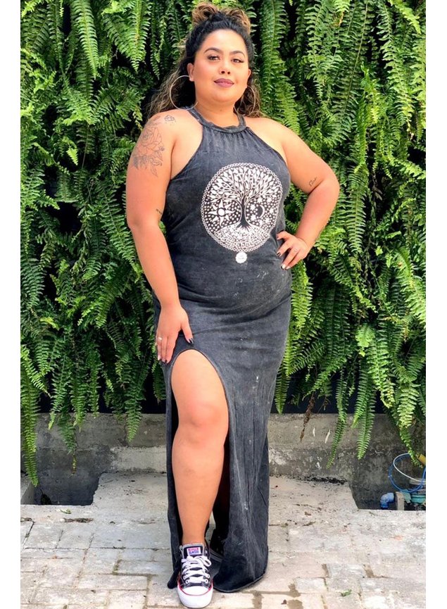 vestido longo estonado arvore da vida