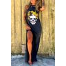 vestido longo estonado frente unica skull