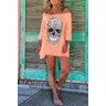 blusa ampla manga pessego skull