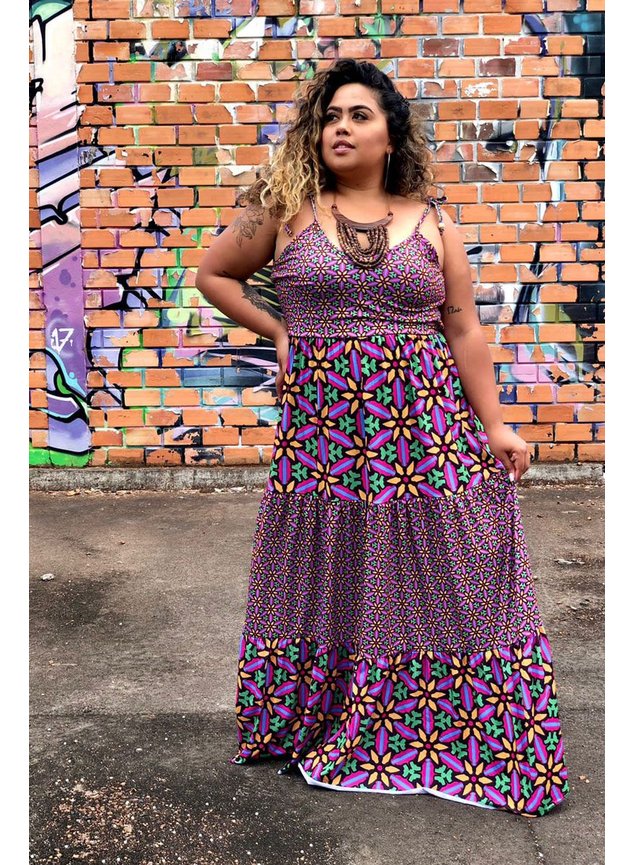 vestido longo floral plus 2