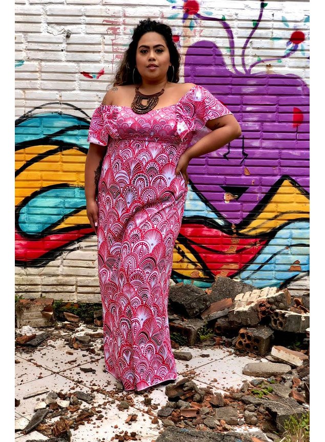 vestido longo vermelho plus 1