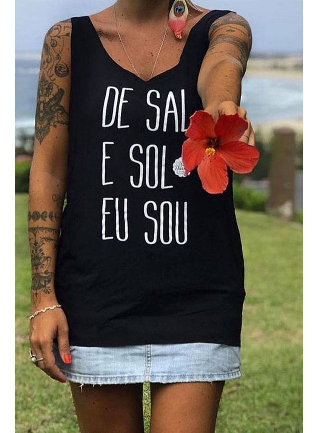regata cavada preta de sal de sol eu sou