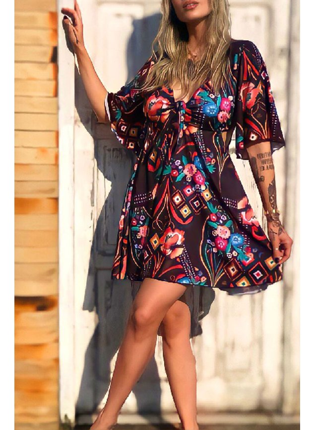 vestido curto ethnic