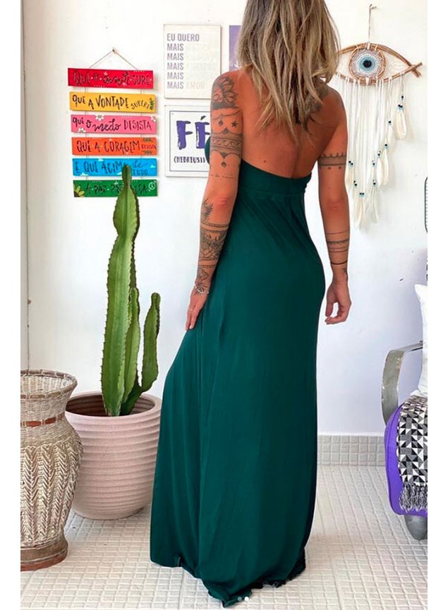vestido longo frente unica verde 2