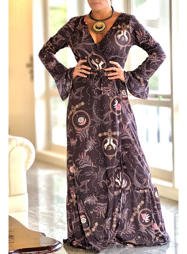 vestido longo transpassado zen