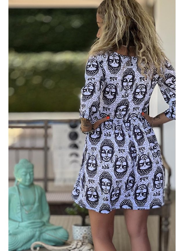 vestido curto meia manga buda 2