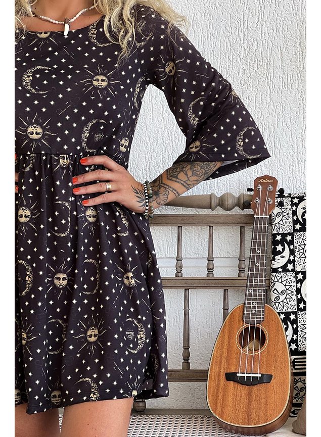 vestido curto meia manga sun moon 3