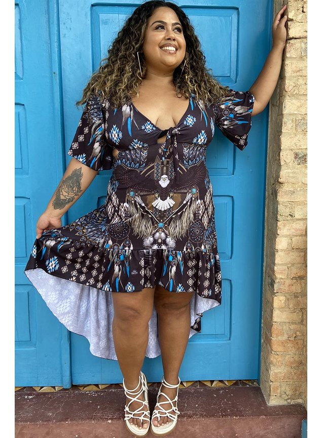 vestido babado aguia iza