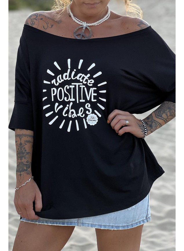 blusa ampla manga preta positive