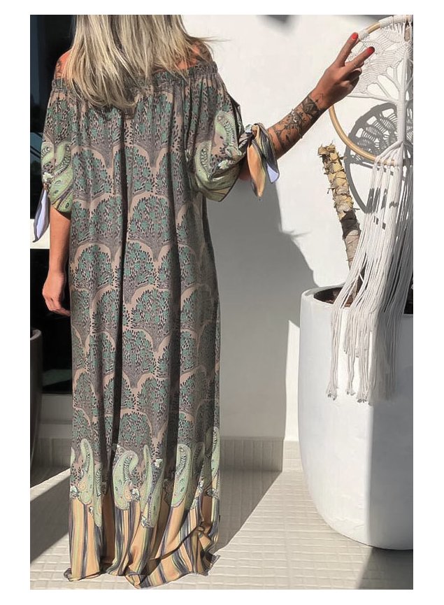 vestido longo arvore da vida atras