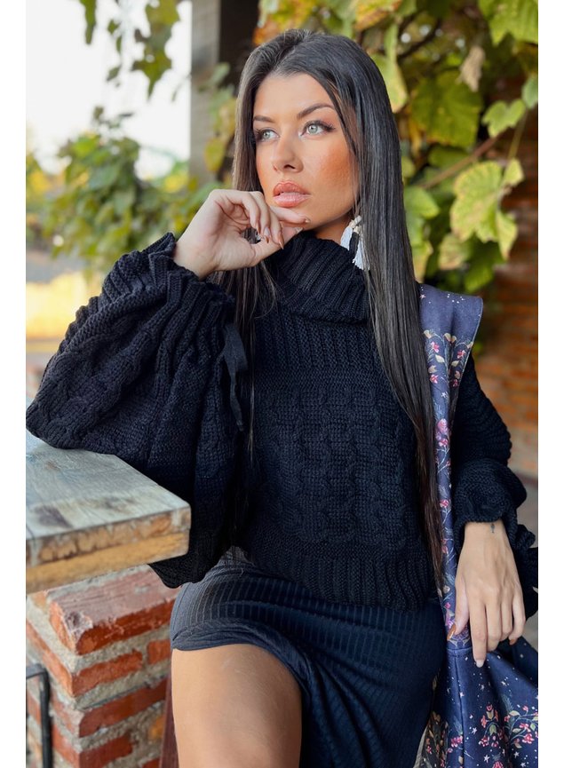 blusa tricot cropped preto