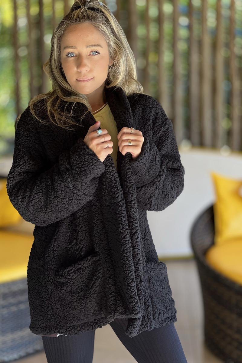 Casaco Teddy 2 em 1 Preto Moon