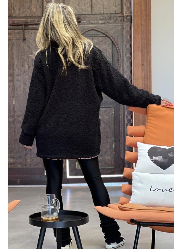 casaco teddy de pelinho preto 2 em 1 indio 7