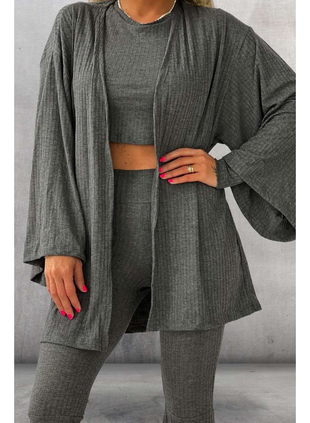 kimono canelado cinza mescla 1