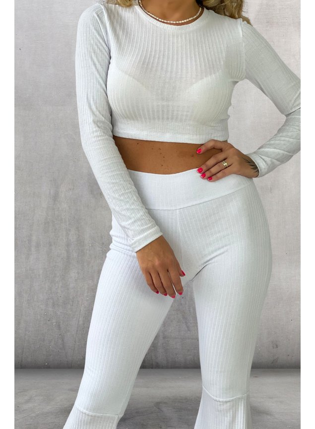 cropped canelado branco