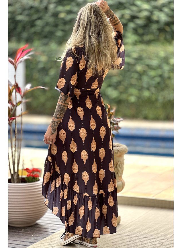 vestido babado buda costa