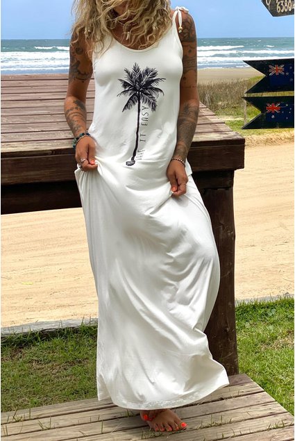 vestido longo off white coqueiro