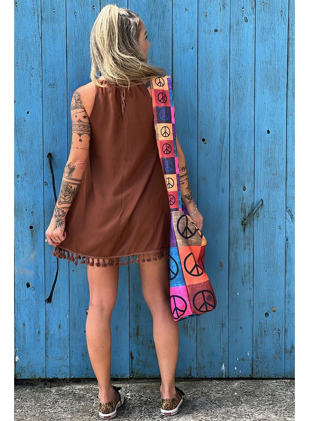 vestido curto franja marrom2