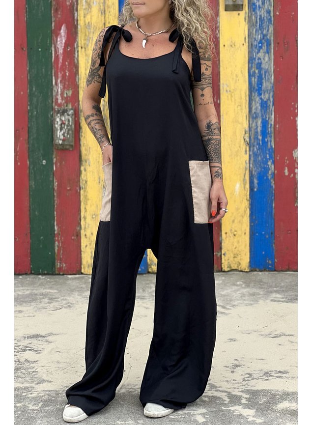 macacao bicolor preto com bolsos 1