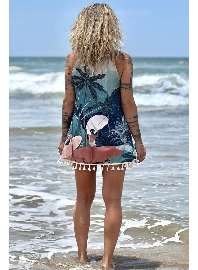 vestido curto com franja surf girl 3