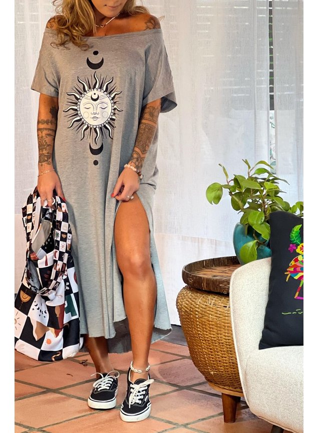 vestido midi canoa cinza mescla sol mistico 4