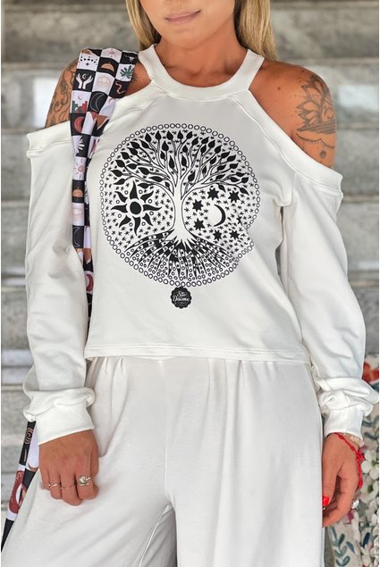 blusa moletim ombro vazado off white arvore da vida 2