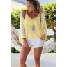 conjunto tricot listras cardigan e blusa amarelo manteiga claro 3