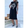 vestido midi ombreiras preto sol mistico