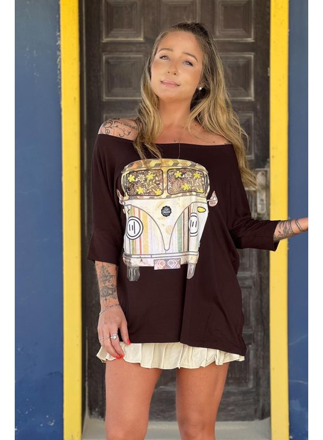 blusa ampla manga marrom kombi 3