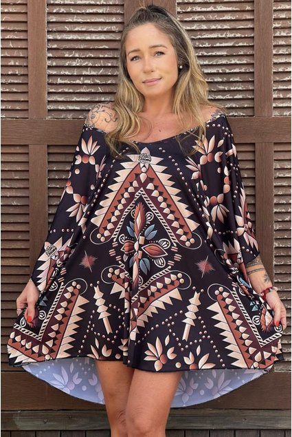 kaftan estampado marrocos preto