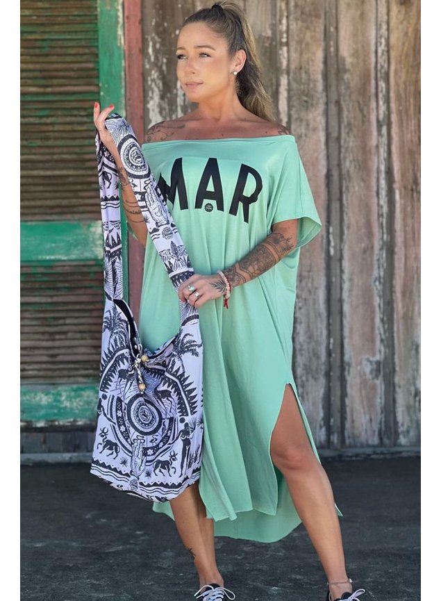 vestido midi canoa verde mar 2