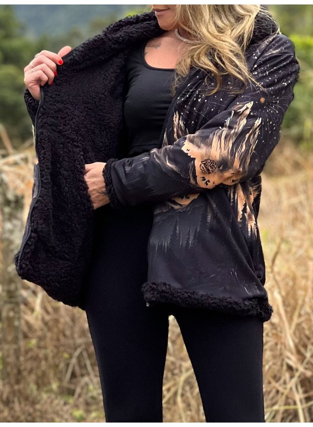 Casaco Teddy 2 em 1 Preto Zodíaco